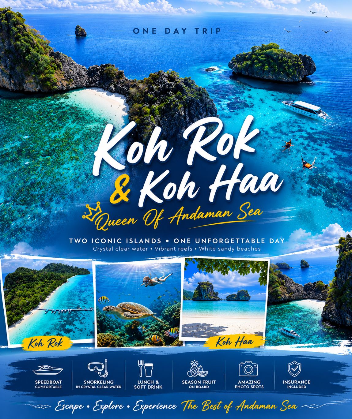 Koh Rok & Koh Haa Snorkelling Day Trip by Speedboat