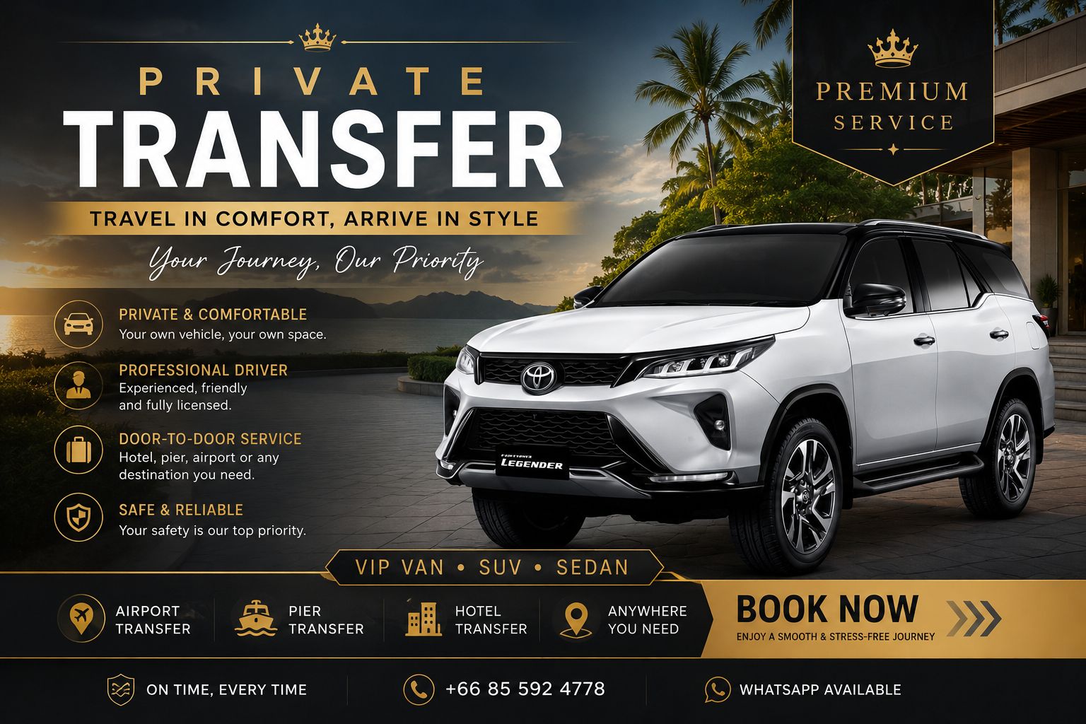 Private Van Charter: Koh Lanta to Krabi Airport (or Krabi Town)